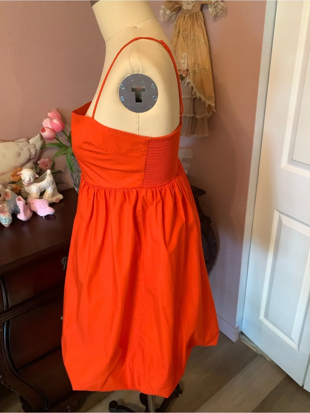 SUNDAY BEST ARITZIA Empire Waist Bubble Dress in Vibrant Orange